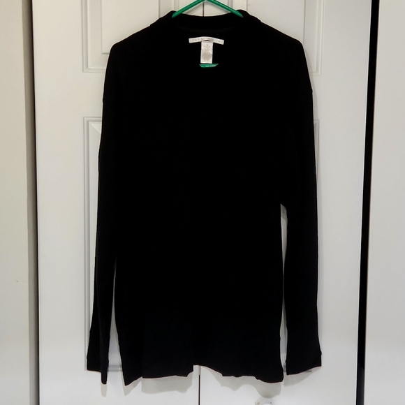 Perry Ellis black long sleeve 2 buttons at collar. Cotton Collared soft Medium M - Picture 1 of 6